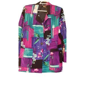 Vintage WILLOW RIDGE Womens Multicolor Floral Jacket Cardigan Blazer Sz M USA